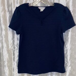 Liz Claiborne Blue Short Sleeve Sailor Collar Top Women’s Size Small 🔥 YB7